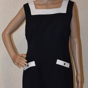 Vintage Stylish Blue Dress with white trim US M